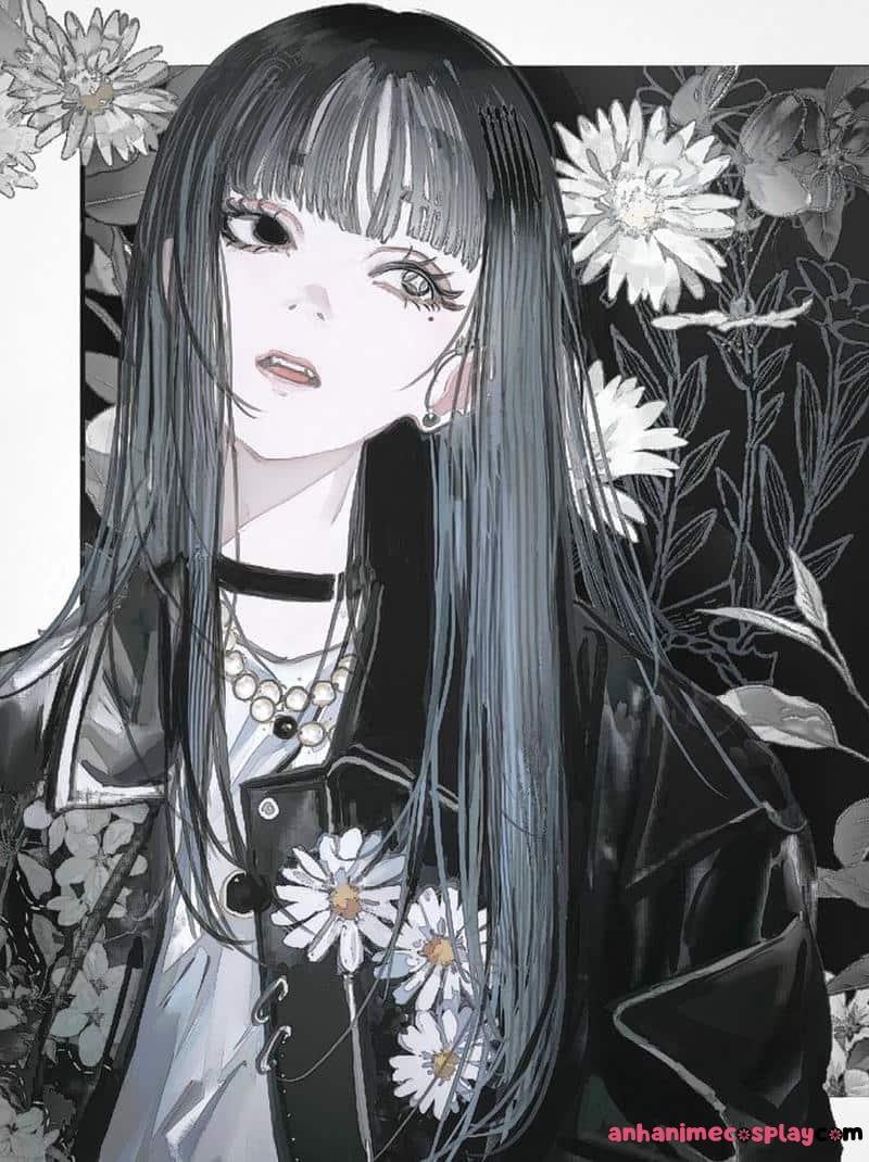 ảnh anime nữ trắng đen buồn ngầu